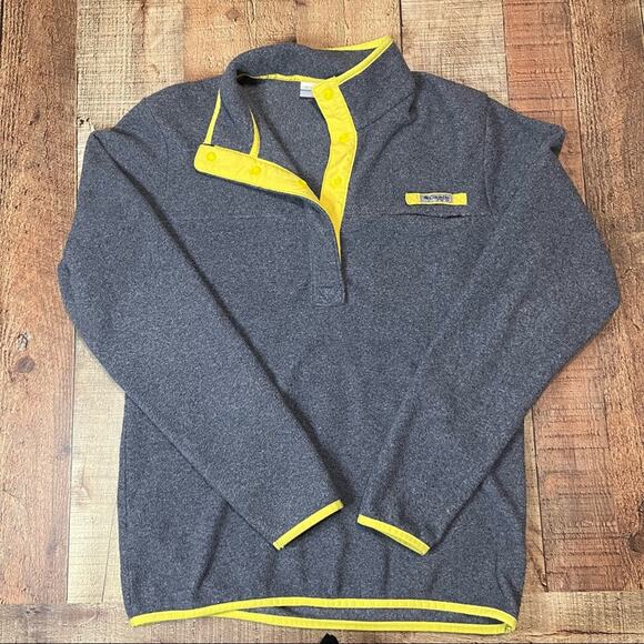 Columbia PFG | Women's Blue Fleece Yellow Trim 1/4 Snap Jacket Sz S - Picture 1 of 4
